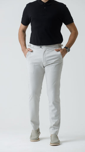 Calça de Alfaiataria Slim com Fivela Lateral e Corte Italiano  - Ahazzo
