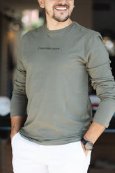 Camiseta Manga Longa Calvin Klein Jeans Verde Militar