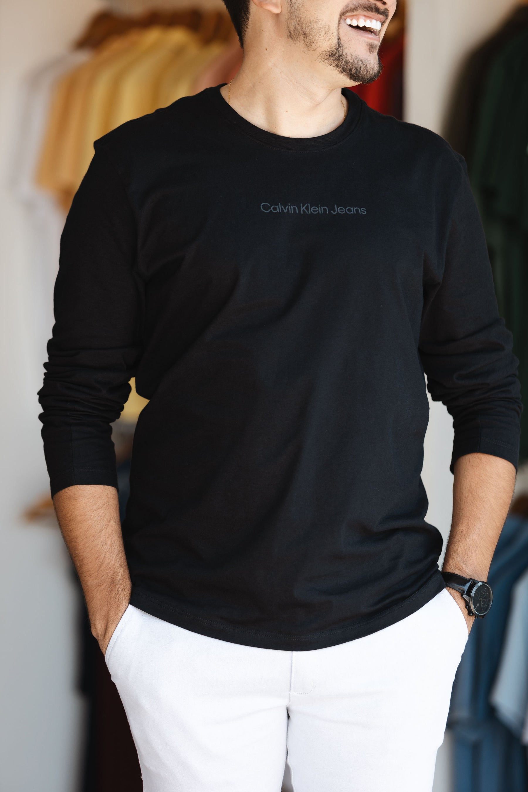 T-Shirt Calvin Klein Manga Longa Centralizada