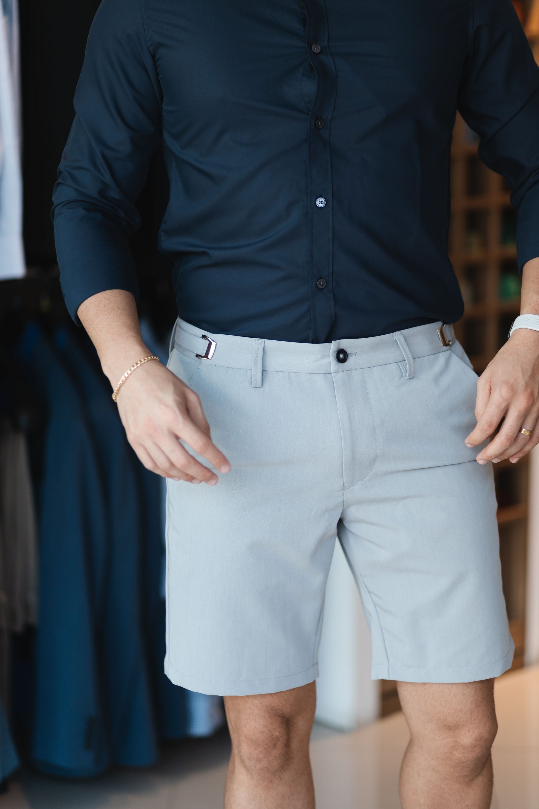 Bermuda de Alfaiataria Slim com Fivela Lateral – Ahazzo