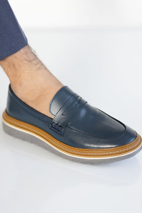 Mocassim Sola Tratorada Azul
