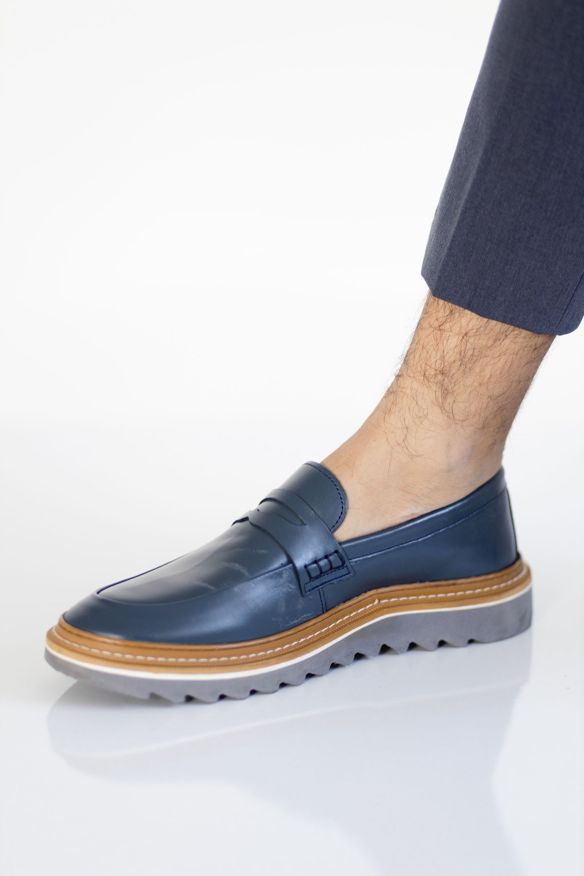 Mocassim Sola Tratorada Azul