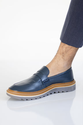 Mocassim Sola Tratorada Azul