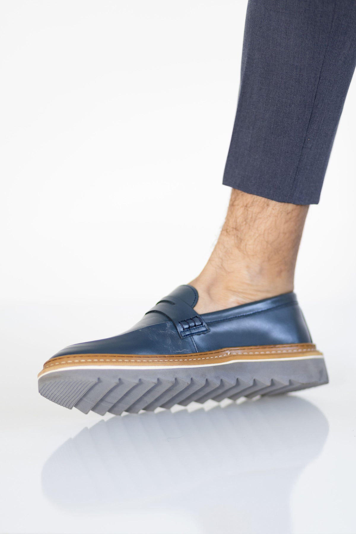 Mocassim Sola Tratorada Azul
