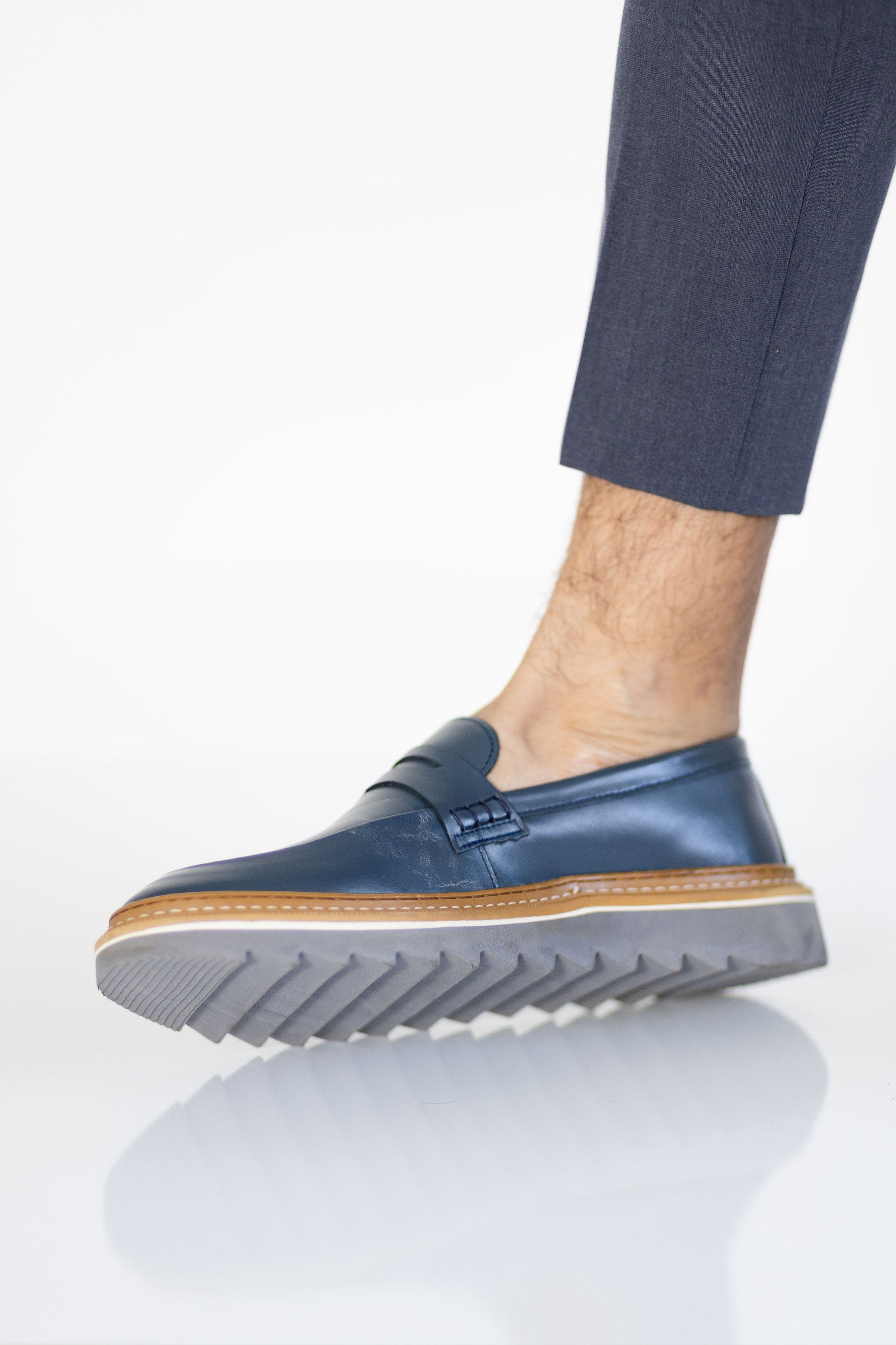Mocassim Sola Tratorada Azul