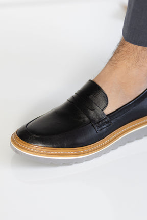 Mocassim Sola Tratorada Preto