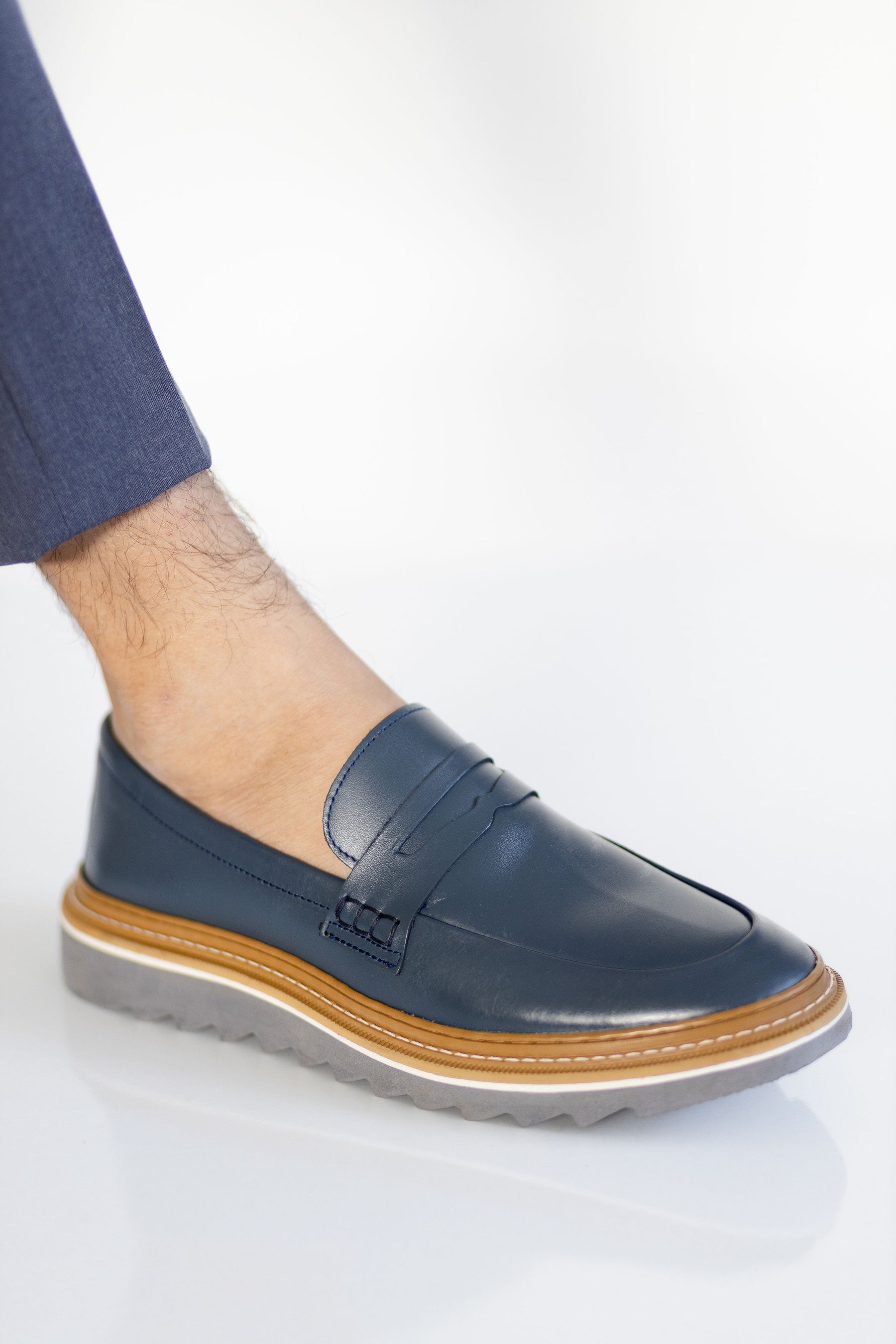 Mocassim Sola Tratorada Azul