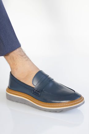 Mocassim Sola Tratorada Azul
