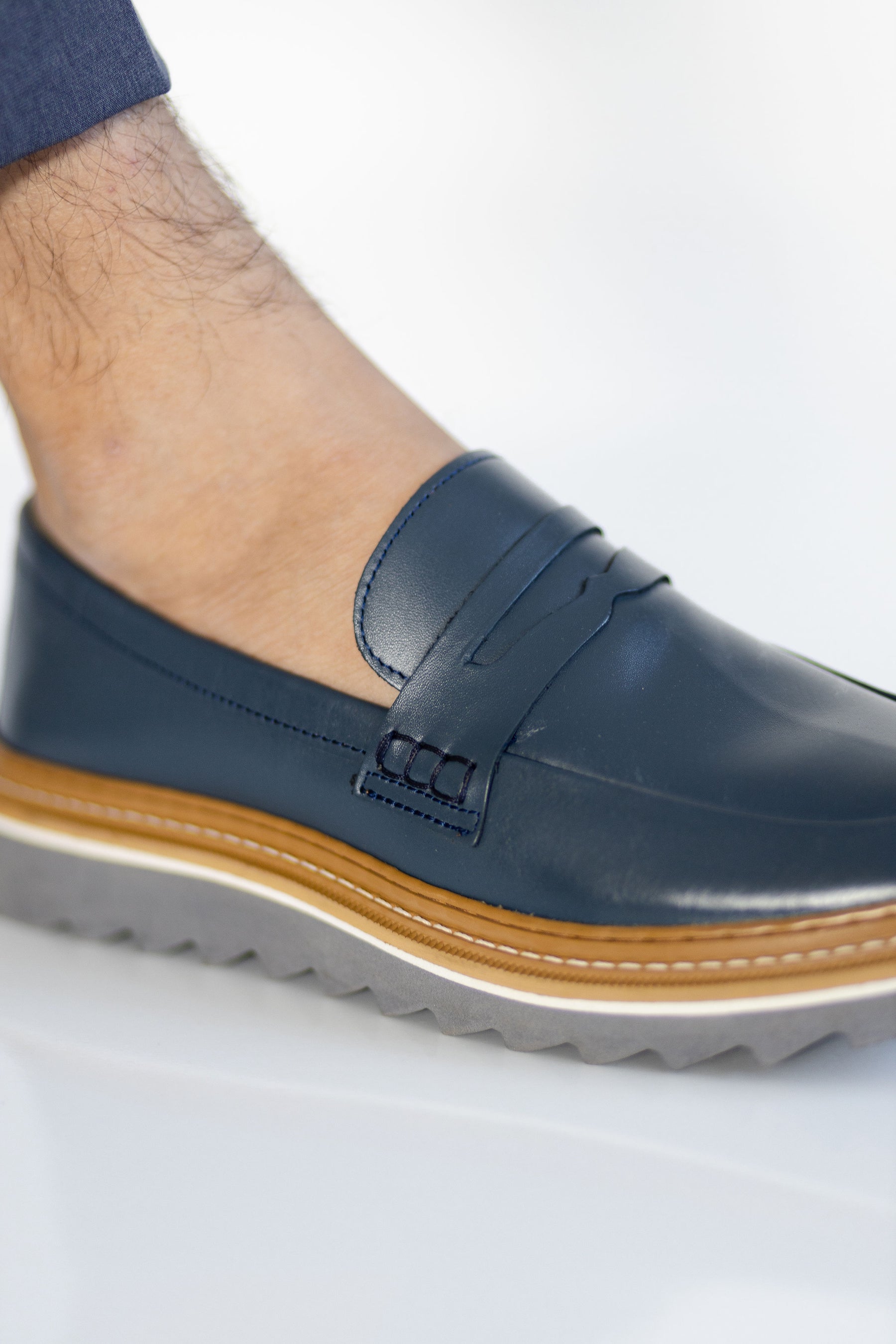 Mocassim Sola Tratorada Azul